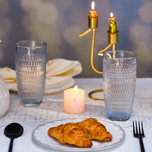 Highball Beverage Glasses Set of 6 Romantic Colored Thick & Heavy Base