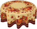 Sweetshow Fall Round Tablecloth 60 Inch, Autumn Thanksgiving Table