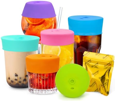 Reusable Drink Protection Cover, 100% Silicone, 6 Colors