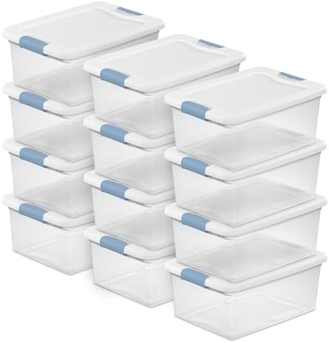 Sterilite Latching Box with Lids, 15 Quart, 12-Pack