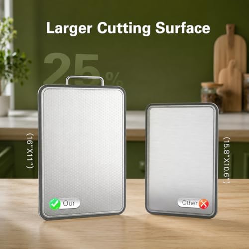 304 Stainless Steel Cutting Board 16''×11'' – Double-Sided Kitchen
