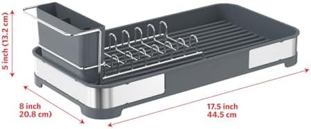 Glad Small Stainless Steel Dish Drying Rack, 8”W x 17.5”L