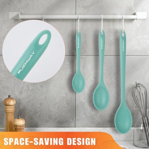 3 Pcs Silicone Spoons Set of 7.9 10.6 14.2 inch for Cooking, Heat