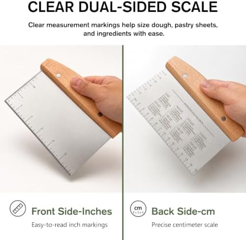 Stainless Steel Dough Cutter & Bench Scraper for Bread, Pizza, Griddle