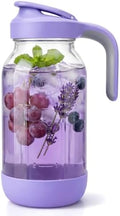 64 oz (2 Qt) Glass Mason Jar Pitcher with Pour Spout Lid & Handle