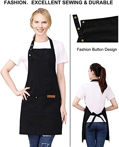 Kitchen Cooking Apron for Women Men with Big Pockets Canvas Waterproof