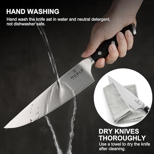 N NOBLE FAMILY 16Pcs Kitchen Knife Set with Block
