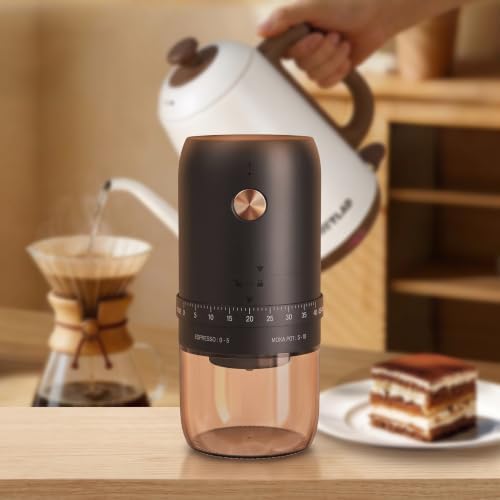 Portable Electric Coffee Grinder, Stainless Steel, 40 Settings