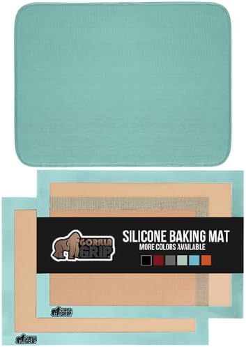 Gorilla Grip Microfiber Dish Drying Mat and Silicone Baking Mat, Slip