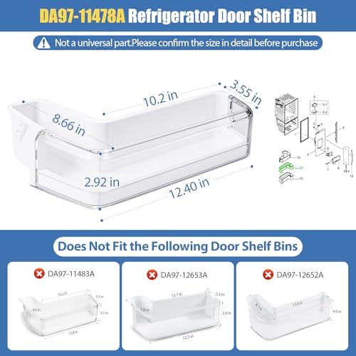 DA97-11478A Left Door Middle Shelf Bin Compatible with Samsung