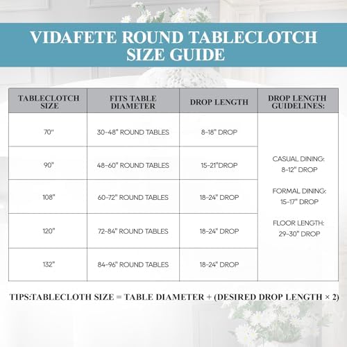 VidaFete Classic Series 6 Pack 120inch Round Polyester Table Cloth