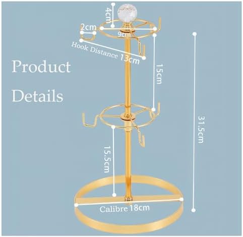 Double Tier Coffee Mug Tree Holder for Counter 6 Hooks