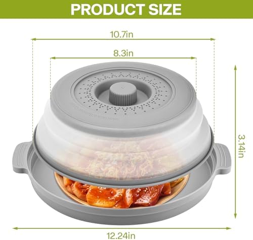 Microwave Splatter Cover for Food with Anti-Scald Base Plate and