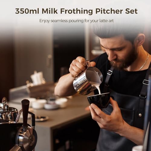 Homaisson 4 Pcs Milk Frothing Pitcher, 12 Oz Stainless Espresso
