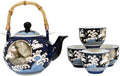 Japanese Folklore Moon Rabbit Wave Design Porcelain Tea Set with