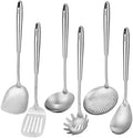 6 PCS All Metal Cooking Utensils Set - 18/10 Stainless Steel Kitchen