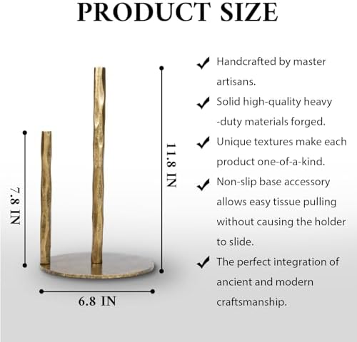 Hand-Forged Gold Solid Metal Paper Towel Holder