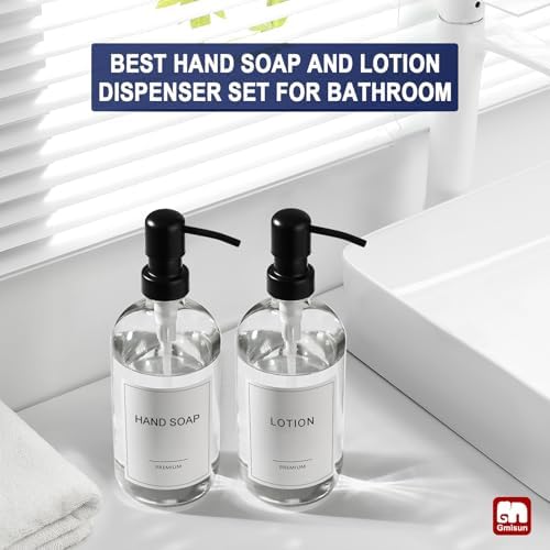 GMISUN Glass Soap Dispenser Set, 2 Pack