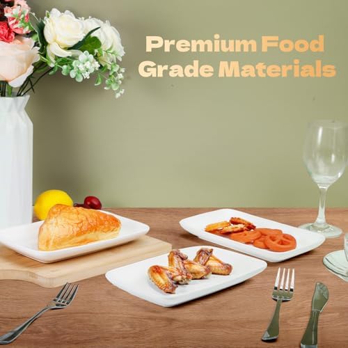 Set of 8 Rectangular Salad Plates, 8 Inch, White