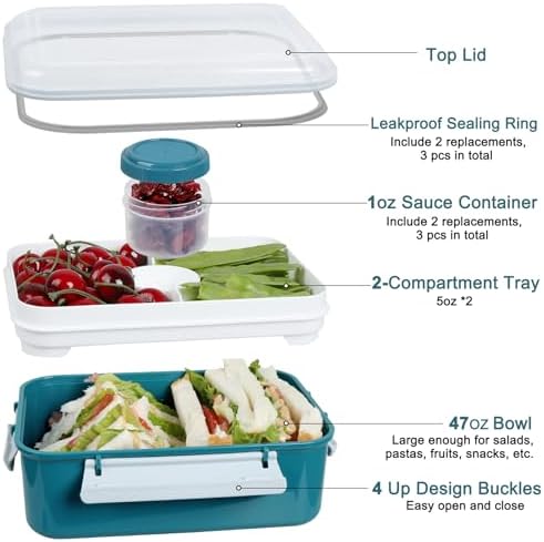 47oz Salad Lunch Container To Go, 3 Pack Salad Bowls Bento Lunch Boxes