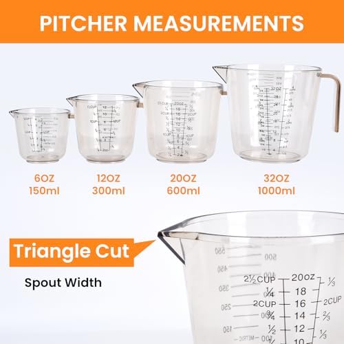 4 Cup Measuring Cups Sets,4 Sizes 150/300/600/1000ML,Liquid Measuring