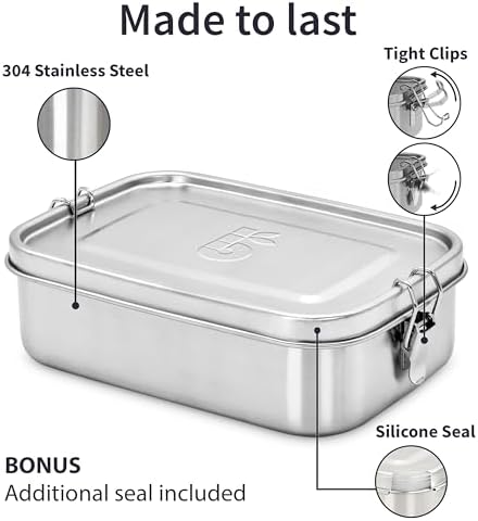 Bambaw Stainless Steel Lunch Box 40 oz, Metal Lunch Box with