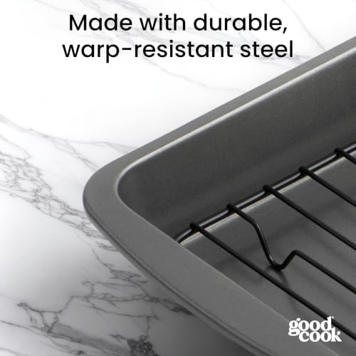 GoodCook 4-Piece Nonstick Steel Toaster Oven Set with Sheet Pan, Rack
