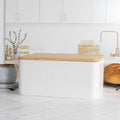 ZICOTO Beautiful Bread Box With Wooden Lid For Your Kitchen Countertop
