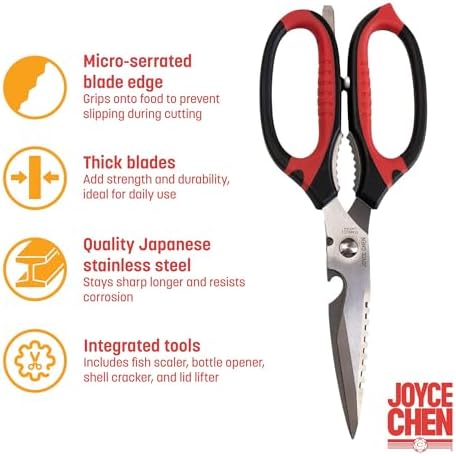 Joyce Chen Deluxe Multi-Purpose Kitchen Shears, 9-Inch Heavy-Duty