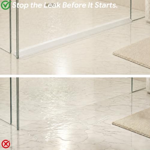 67" Shower Threshold Water Dam, Self-Adhesive Silicone Water Barrier &