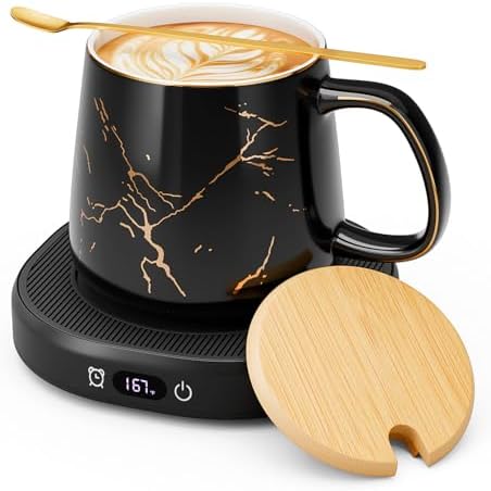 Coffee Mug Warmer & Luxury Marbling Mug Set, Electric Cup Warmer for