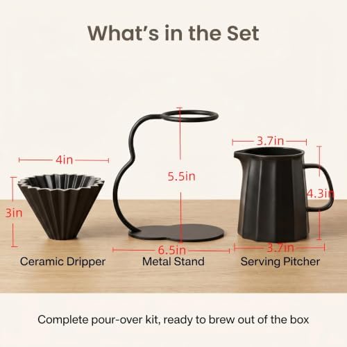 Pour Over Coffee Maker set,Ceramic Coffee Maker With V60 40 pcs Paper
