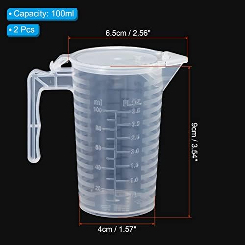 PATIKIL Graduated Beaker, 2 Pack 100ml PP Plastic Liquid Measuring Cup
