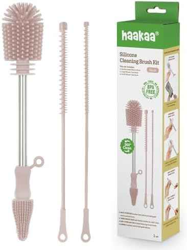 Haakaa Food-Grade Silicone Cleaning Brush Kit, 3-Piece