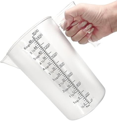 Liquid Measuring Cup with Handle, 48 oz / 6 Cup / 1500 ml Plastic
