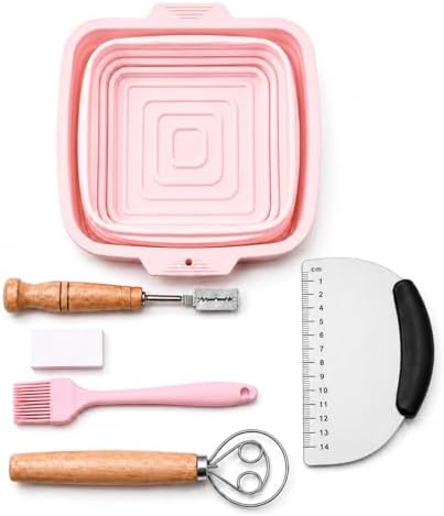 Silicone Banneton Bread Proofing Basket Set, Sourdough Starter Kit