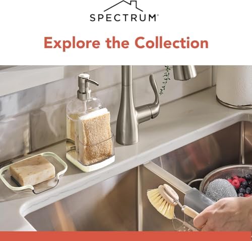 Spectrum Cora Soap Dispenser with Sponge Holder, Buttercream & Clear