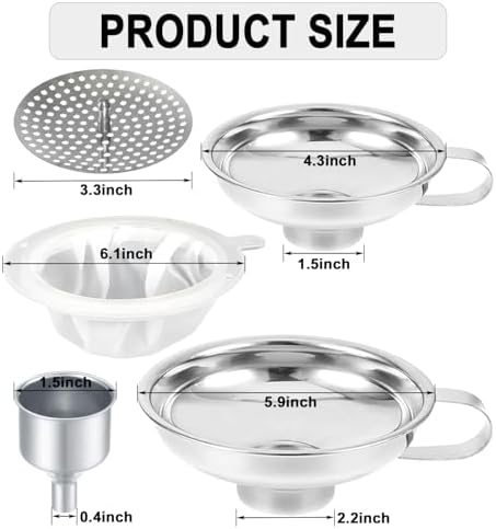 Stainless Steel Food Canning Funnels for Kitchen Use,Wide Mouth Funnel