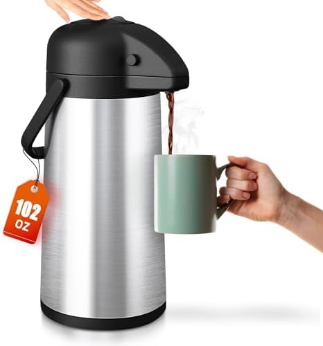 Esemoil Coffee Carafe for Keeping Hot, 102oz/3L Large Capacity Airpot