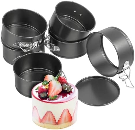 VICASKY Xmas 6pcs Mini Cheesecake Pan Set Carbon Steel Springform