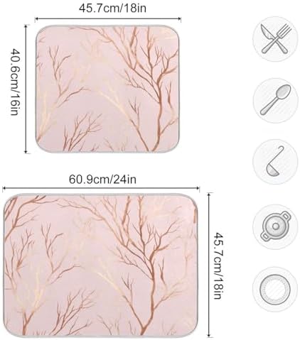 OTVEE Bare Branch Art Dish Drying Mat for Kitchen Counter Absorbent