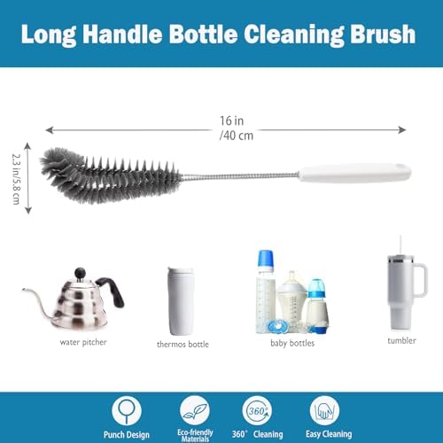 16 inches Long Handle Black Bottle Cleaning Brushes - Perfect for Baby