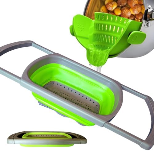 2-in-1 Silicone Strainer Set | Collapsible Colander | Over the Sink