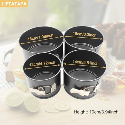 4Pcs Springform Pan (4inch, 5inch, 6inch, 7inch), Non-stick Cake Tin