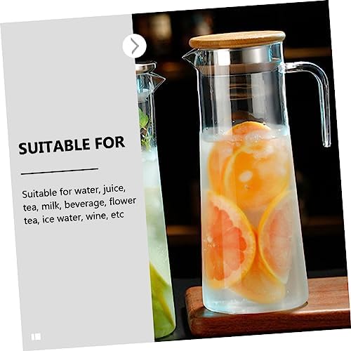 Acrylic Pitcher Elegant with Lid 1.2l Stainless Steel Wood Classic