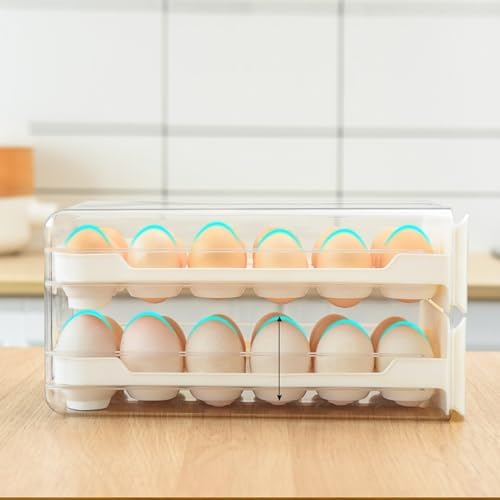 Refrigerator Egg Storage Box, Large Capacity Double Layer Drawer Egg