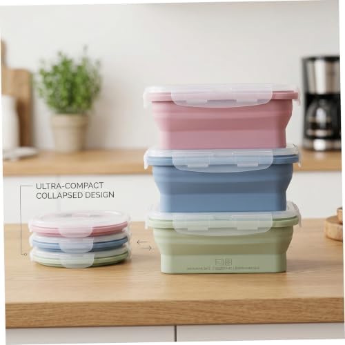Silicone Food Containers, 3-Pack 550ml Collapsible Food Storage