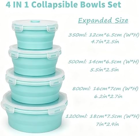 CARTINTS Silicone Collapsible Food Storage Containers-Prep/Storage