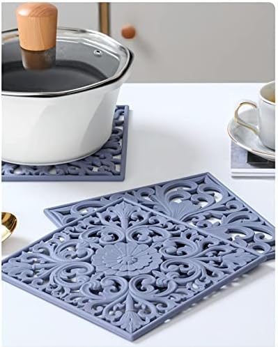 Silicone Trivets Mats for Hot Pots and Pans, Square Non Slip Mat for