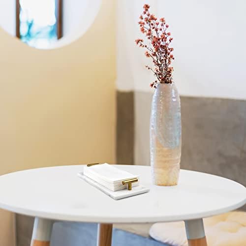 Guest Towel Holder Tray for Bathroom - White Marble-Tray - Napkin